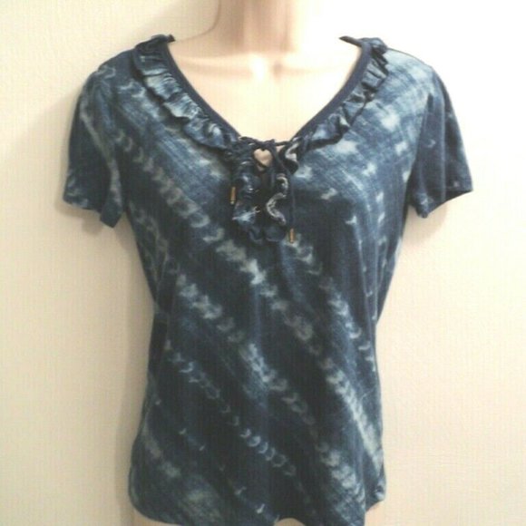 LRL Lauren Jeans Co Top Tie-Dyed Blue Size XS - Picture 1 of 3